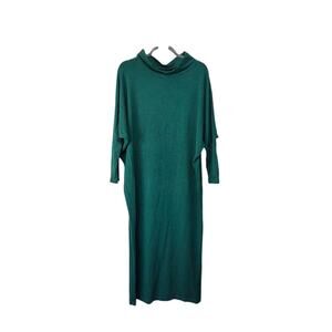 Bryn Walker Green Cowl Neck Draped Ilse Lagenlook Stretch Midi Dress, Size XS